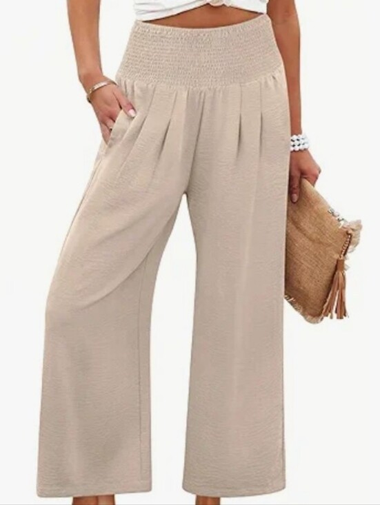 Pants - Nwot Smocked Waist Wide Leg Beach Pamts